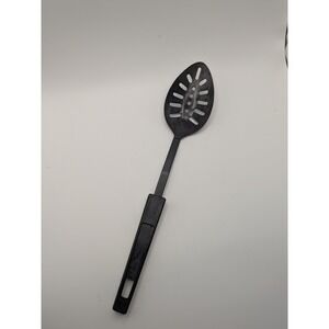 Vtg Black Metal Slotted Spoon Plastic Handle Kitchen Utensil‎ Serving Tool